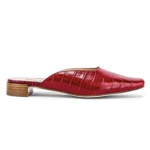 Jeffrey Campbell Red Croc-Embossed Loafers